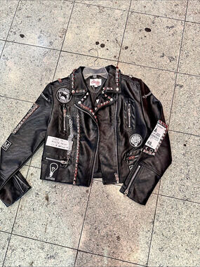Let’s Riot Studded Leather Moto Jacket Size Medium NWT